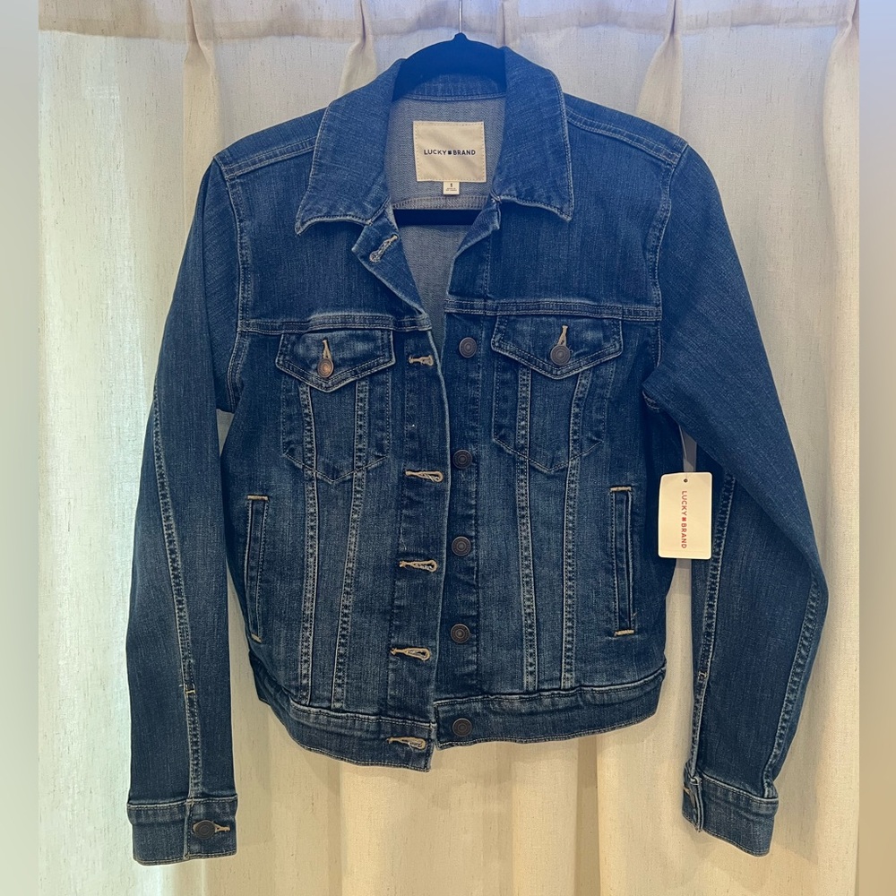 New!! Lucky Brand Women's Dark Blue Jean Jacket